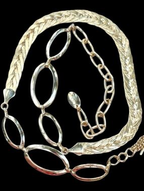 Gold Chain Belt 90s Hollywood Glam Braided Oval Links Adjustable Liz Claiborne